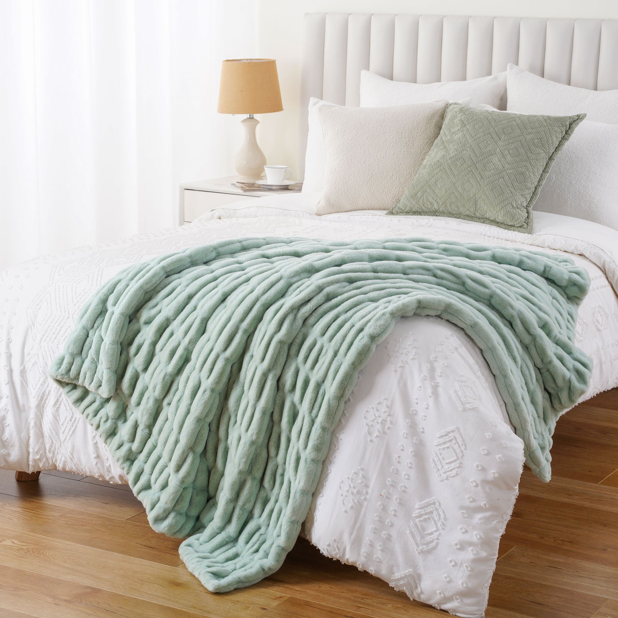 Faux Reversible Rabbit Fur Blanket
